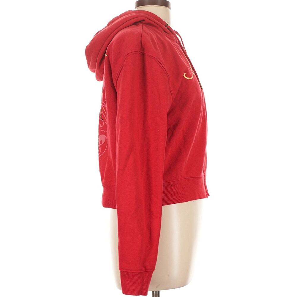 ED HARDY Vintage Dragon Zip Crop Hoodie Red Gold Graphic Y2K Streetwear Size L - Picture 5 of 10